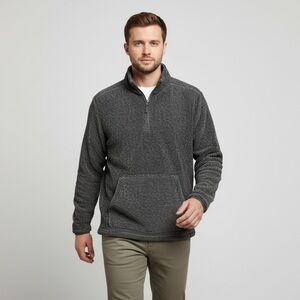 Telluride Mens XXL Gray 1/4 Zip Fleece Pullover Sweater Kangaroo Pocket